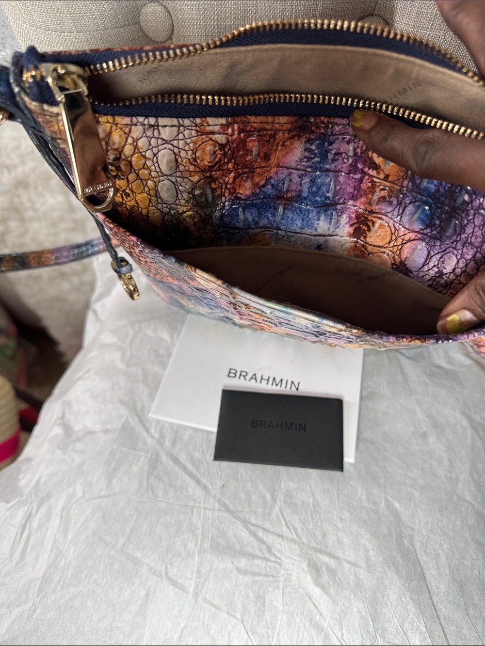 Brahmin Multicolor Embossed Leather Crossbody Bag - Picture 3 of 8